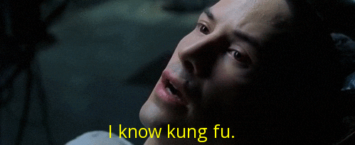 A close-up of a man lying on his back with a surprised expression, saying “I know kung fu” in yellow text at the bottom, as if he just unlocked hidden skills with AutoVault.